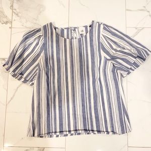 Blue and White Striped Cabi Wing Top Blouse